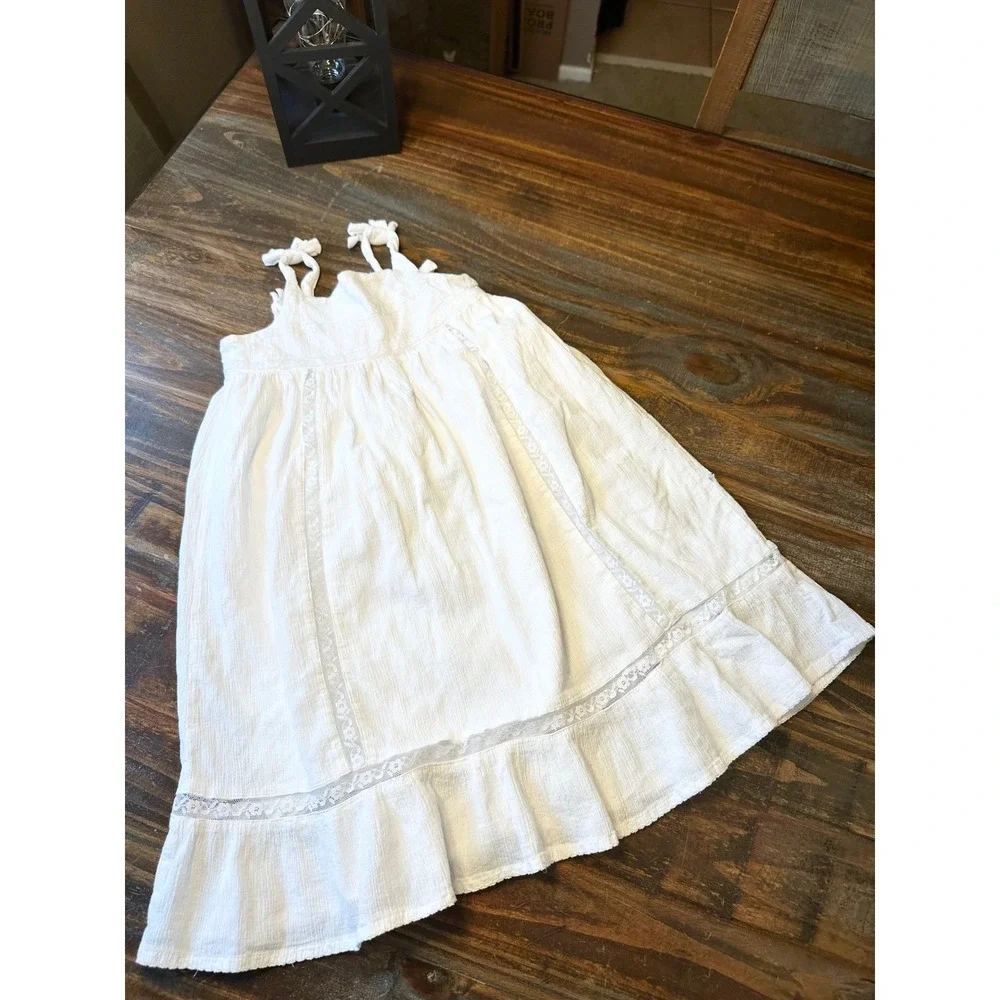 Gap Kids White‎ Cotton Gauze Lace Trimmed Sundress with Tie Straps Size 4